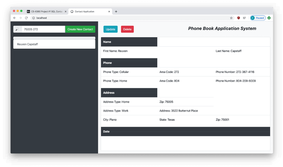 Search by Zip and Area Code