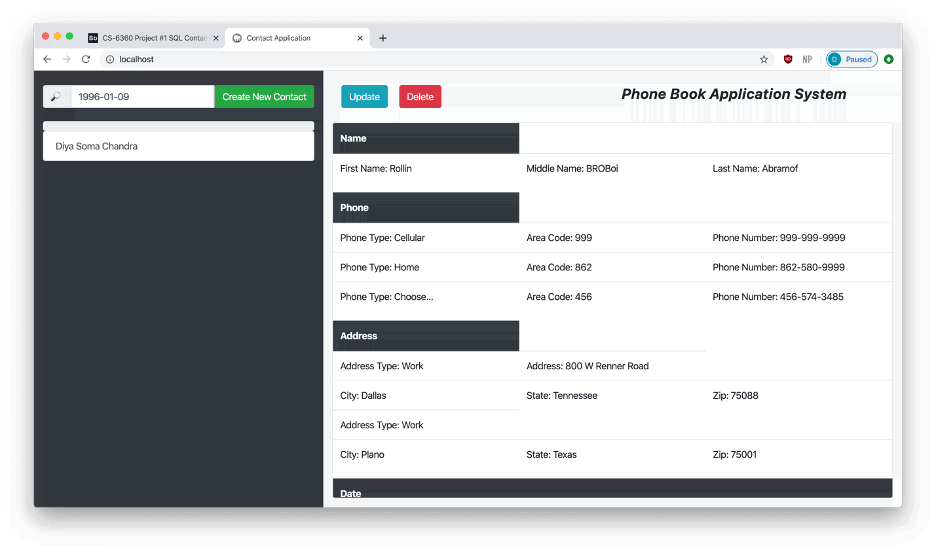 Search by Date of Birth
