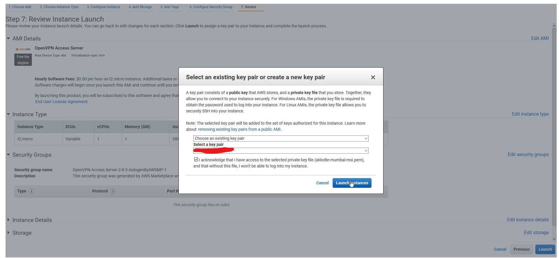 Create or Use Key Pair